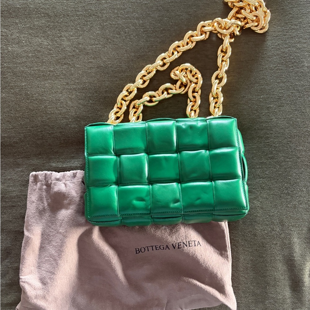 Bottega Veneta Emerald Green Padded Shoulder Bag